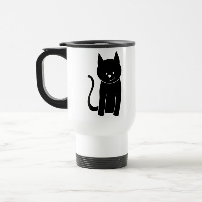 Niedliche schwarze Katze Reisebecher (Links)