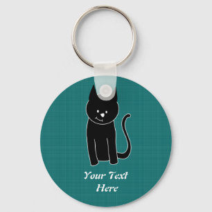 Niedliche Schwarze Katze Schlüsselanhänger