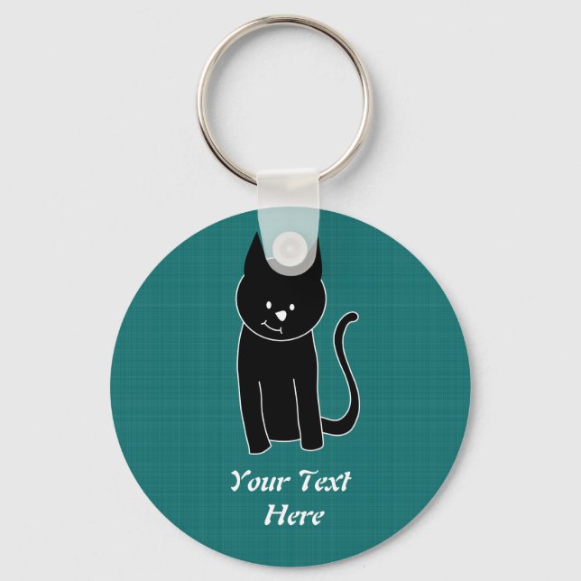 Niedliche Schwarze Katze Schlüsselanhänger (Vorderseite)