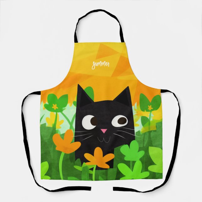 Niedliche Schwarze Katze Schürze für Katzen Liebha (Vorderseite)