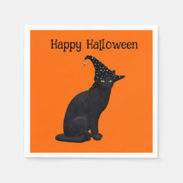 Niedliche Schwarze Katze Serviette