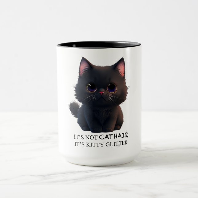 Niedliche schwarze Katze Tasse (Zentrum)