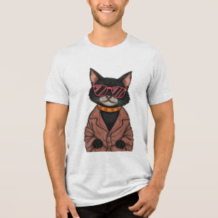 Niedliche Schwarze Katze Tri-Blend Shirt