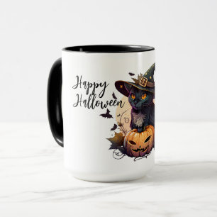 Niedliche Schwarze Katze und Jack-o-Laterne Tasse