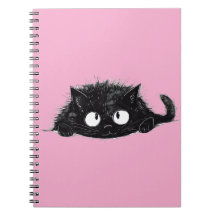 Niedliche schwarze Katze zeichnend (rosa Bkgrd)