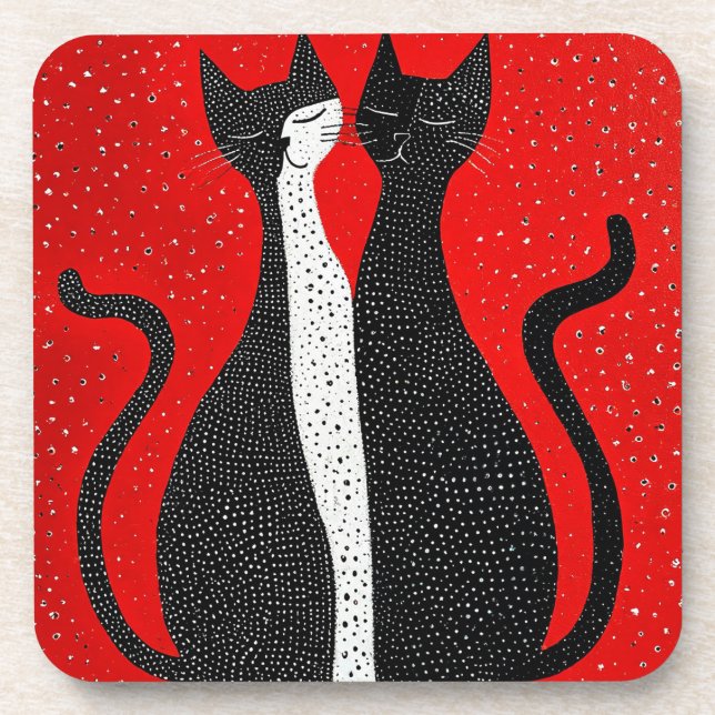 Niedliche schwarze Katzen Getränkeuntersetzer (Vorderseite)