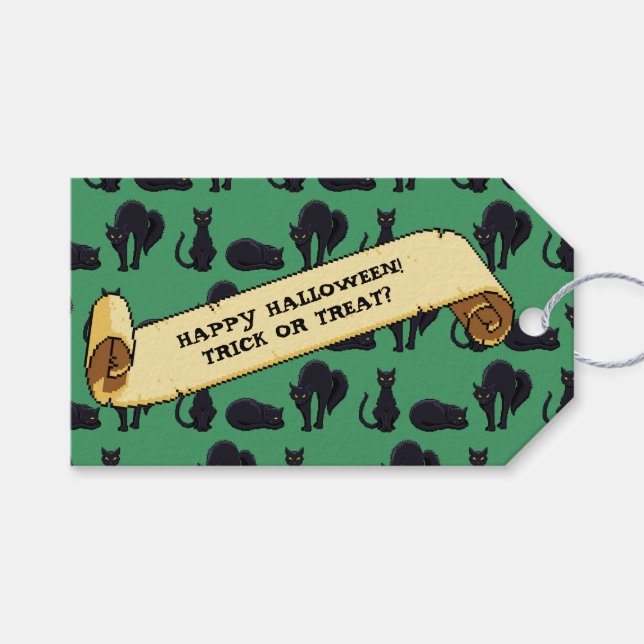 Niedliche schwarze Katzen Glückliches Halloween! T Geschenkanhänger (Vorderseite (Horizontal))