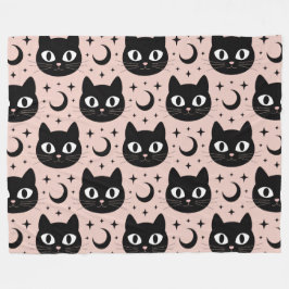 Niedliche Schwarze Katzen & Himmelskörper Hallowee Fleecedecke