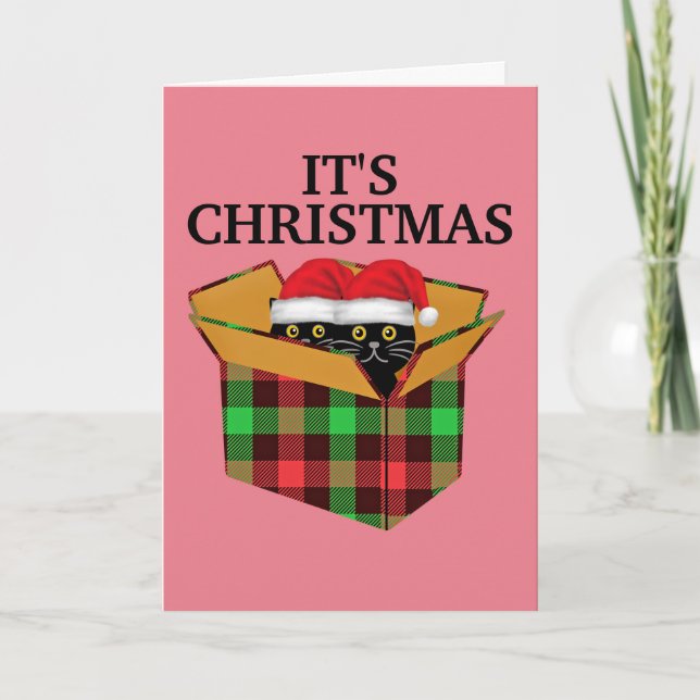 NIEDLICHE SCHWARZE KATZEN KÜCHE CHRISTMAS KARTE (Vorderseite)