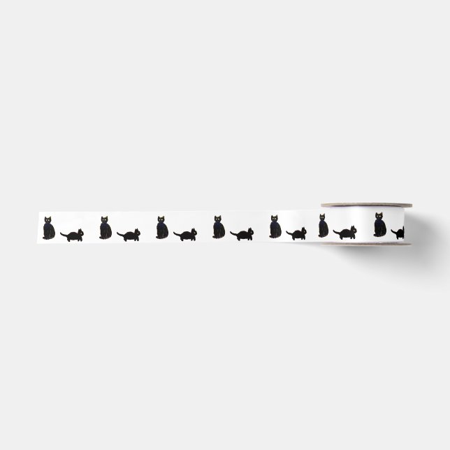Niedliche Schwarze Katzen Kunst Satinband (Vorderseite)