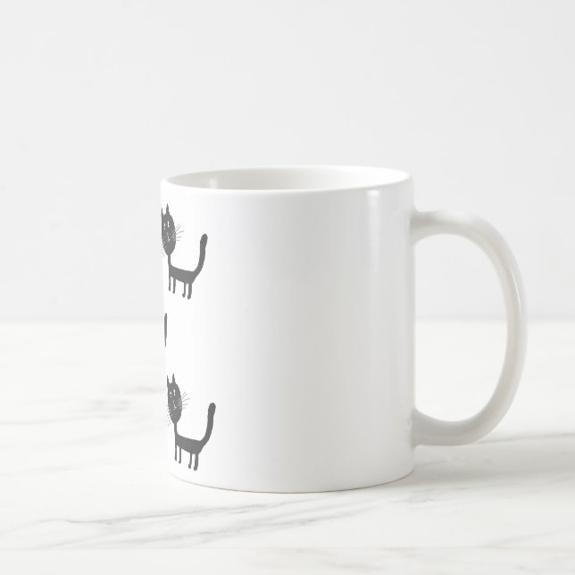 Niedliche schwarze Katzen Kunst Tasse (Rechts)