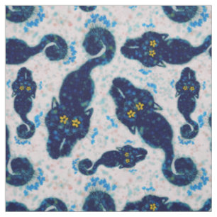 Niedliche Schwarze Katzen mit Blume-Muster Stoff