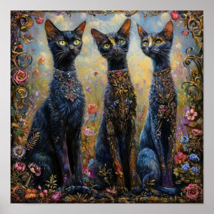Niedliche schwarze Katzen Poster