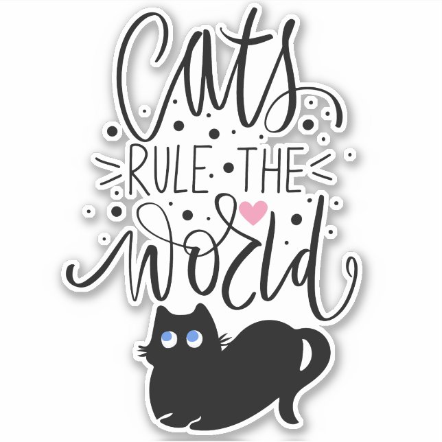Niedliche schwarze Katzen regieren die Welt Aufkleber (Vorderseite)