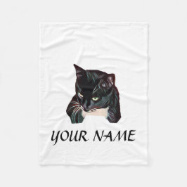 Niedliche schwarze Katzen-weiße personalisierte Fleecedecke