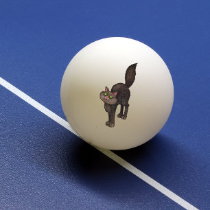 Niedliche Schwarze Katzengrüne Augen Tischtennisball