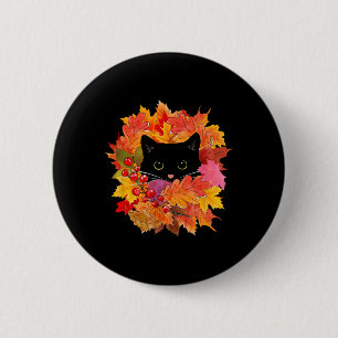 Niedliche schwarze Katzenpaare aus Blätter Button