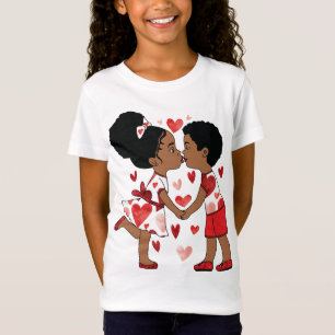 Niedliche Schwarze Kinder in Liebe Illustration T-Shirt
