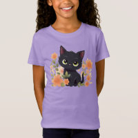 Niedliche Schwarze Kitten und Blume