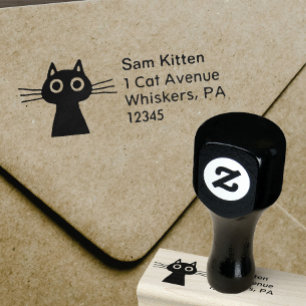 Niedliche schwarze Kitty-Katze mit Gummistempel