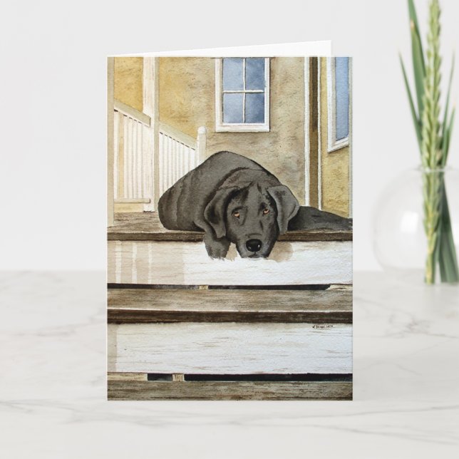 Niedliche schwarze Labrador-Gruß-Karte Karte (Vorderseite)
