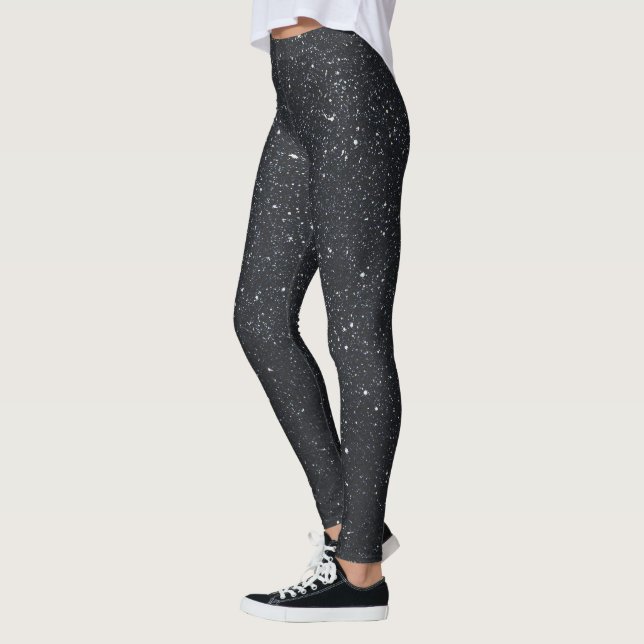 Niedliche Schwarze Leggings Frauen: Glitzer Muster (Links)