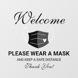 Niedliche Schwarze Maske - Anforderung Business We Fensteraufkleber