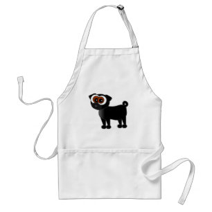 Niedliche schwarze Mops-Schürze/Kunst-Kittel Schürze