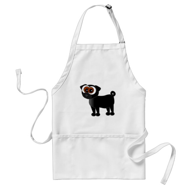 Niedliche schwarze Mops-Schürze/Kunst-Kittel Schürze (Vorne)
