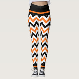 Niedliche schwarze orange Zickzack Leggings