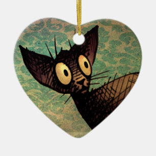 Niedliche schwarze orientalische Katze Keramikornament