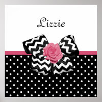 Niedliche schwarze Punkte Rosa Zickzack Bow und Na