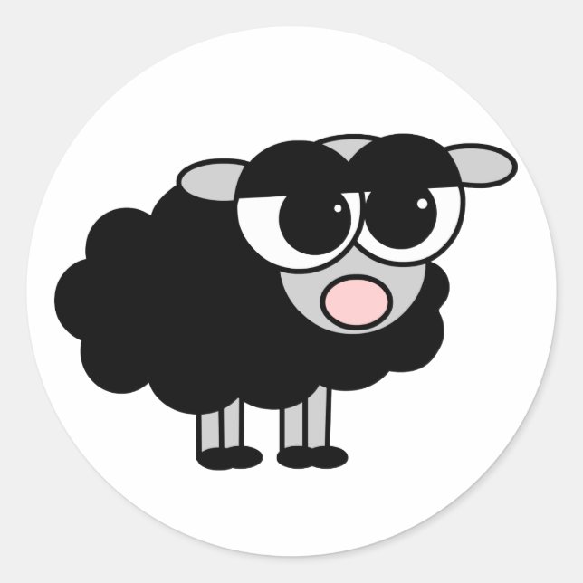Niedliche schwarze Schafskleber Runder Aufkleber (Vorderseite)