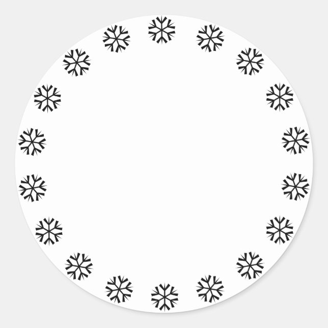Niedliche schwarze Schneeflocken-Grenze Weihnachte Runder Aufkleber (Vorderseite)