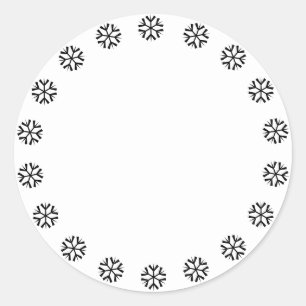 Niedliche schwarze Schneeflocken-Grenze Weihnachte Runder Aufkleber