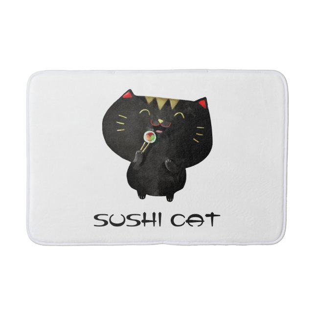 Niedliche schwarze Sushi-Katze Badematte (Vorderseite)