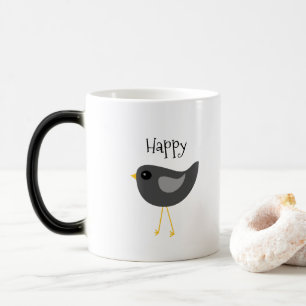 Niedliche schwarze Vogel-Tasse Verwandlungstasse