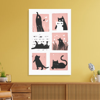 Niedliche Schwarze Wand Kunstschattierungen Leinwanddruck