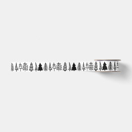 Niedliche schwarze Weihnachtsbäume, die Satinband