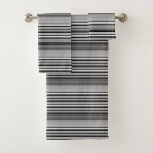 Niedliche schwarzgraue Streifen Badhandtuch Set (Insitu)