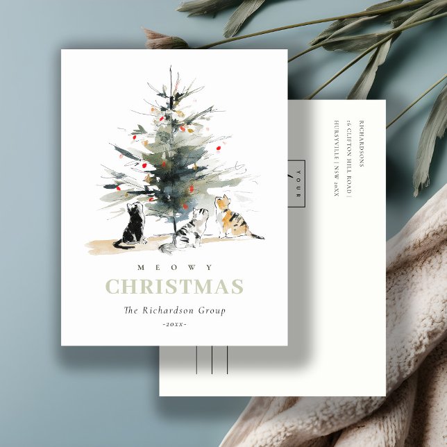 Niedliche, schwärzige Weihnachtsbaumkatzen Firmenl Feiertagspostkarte (Von Creator hochgeladen)