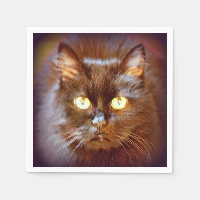 niedliche Schwarzkatze Serviette (Vorderseite)