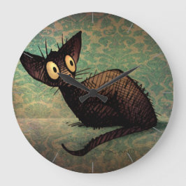 Niedliche Schwarzmeerkatze Kunst, Dichtung und Mus Runde Wanduhr
