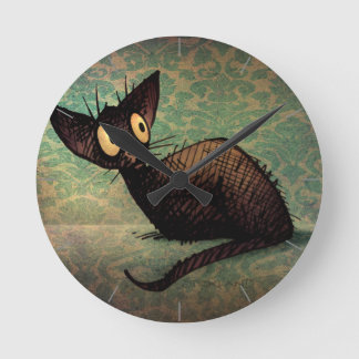 Niedliche Schwarzmeerkatze Kunst, Dichtung und Mus Runde Wanduhr