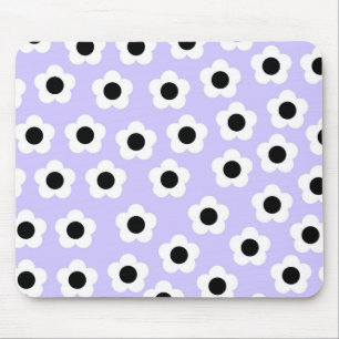 Niedliche Schwarzweiß-Blume mit blauem Hintergrund Mousepad