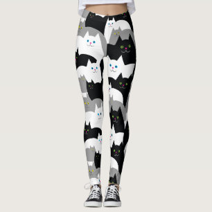 Niedliche Schwarzweiss-Kitty-Katzen Leggings