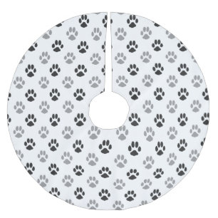 Niedliche Schwarzweiss-Tatze druckt Muster Polyester Weihnachtsbaumdecke