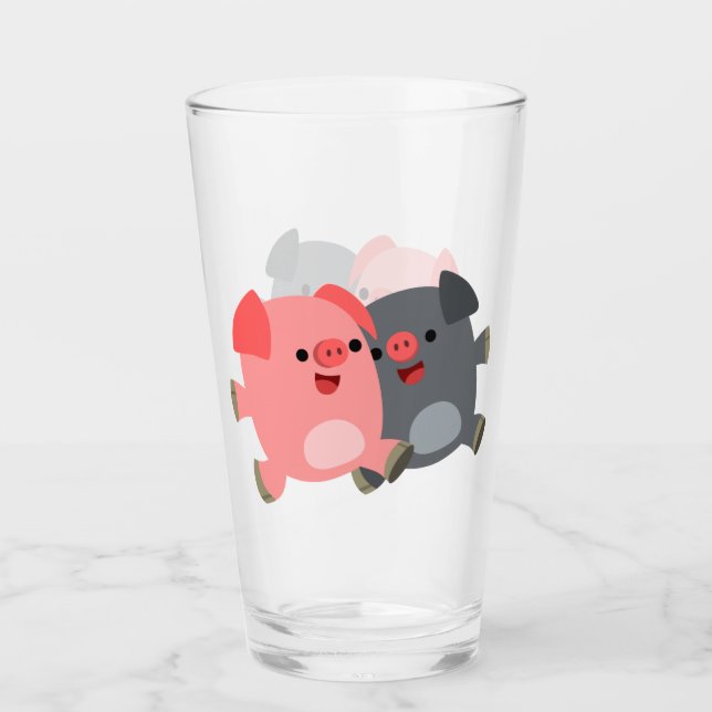Niedliche Schweine aus Schwarz und Weiß Glas (Vorderseite)