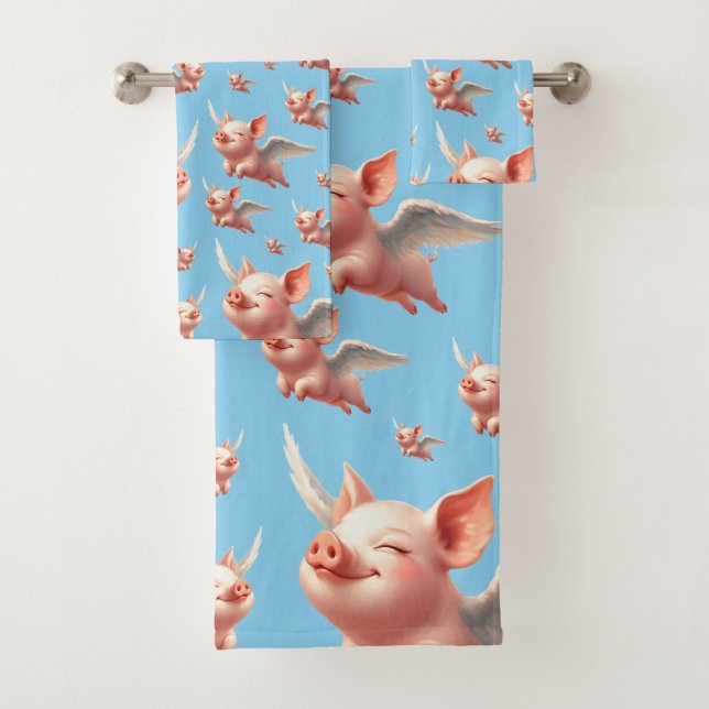 Niedliche Schweine, die in sonnigen Blauen Himmeln Badhandtuch Set (Insitu)