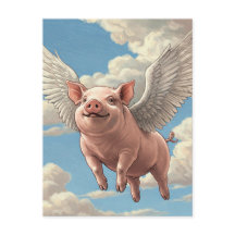 Niedliche Schweine-Engel-Tiere Postkarte